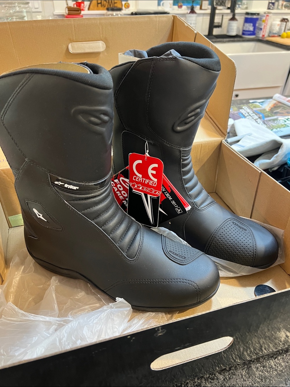 Alpinestars Black Men’s CE-Certified Motorcycle Touring Boots